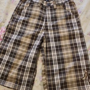 Hurley Youth brown plaid shorts